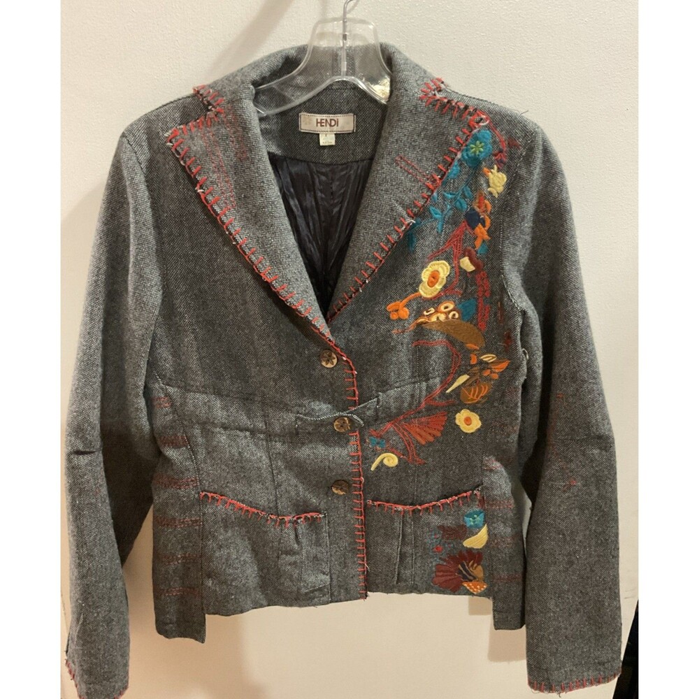 Hendi Wool Coat Embroidered Button Closure Festive
